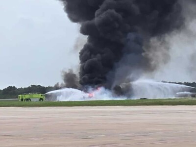 Momento exacto en que avión se accidenta en La Romana