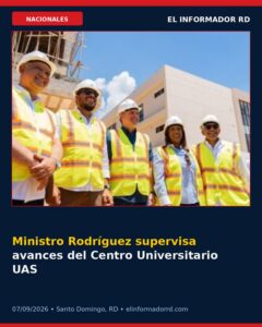 Ministro Rodríguez supervisa avances del Centro Universitario UASD Santo Domingo Este, con 60 % de ejecución