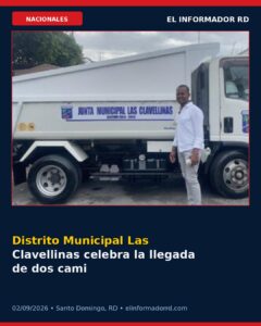 Distrito Municipal Las Clavellinas celebra la llegada de dos camiones recolectores de basura